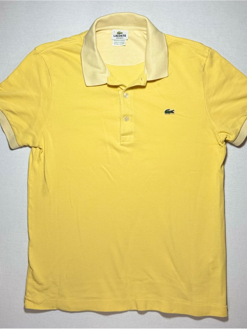 Lacoste Men’s Pale Yellow Polo with Contrast Collar